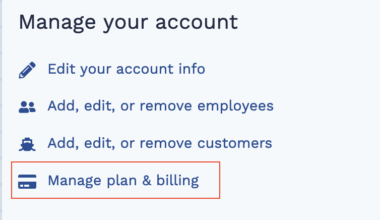 Manage plan and billing